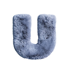 大文字のU。灰色のふわふわな文字。