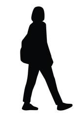 Woman silhouette vector on white background ,people in black and white, illustration for creative content.