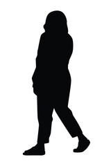 Woman silhouette vector on white background ,people in black and white, illustration for creative content.