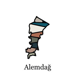 Alemdag Map vector illustration, black lettering design on white background, design template