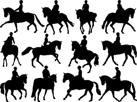 Set of Horse Dressage Silhouette