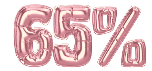 65 Percent Gold Balloon 3D Number