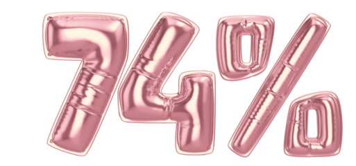 74 Percent Gold Balloon 3D Number