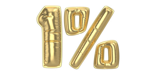 1 Percent Gold 3D Number