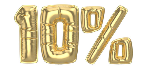 10 Percent Gold 3D Number