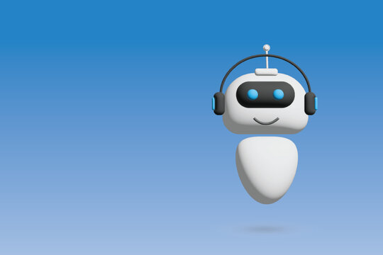 3D robot AI artificial intelligence icon. Chat Bot conversation technology network, robotic answer and support customer.