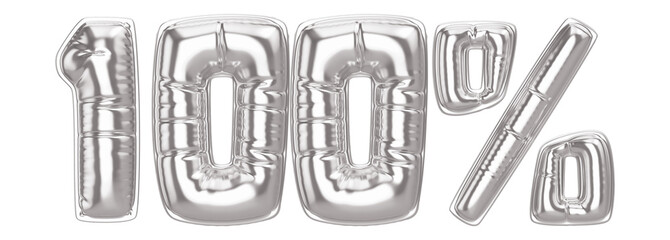 100 Percent Silver Balloon 3D Number