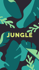 Social network stories templates. Exotic backgrounds with tropical leaves. Vector illustration.