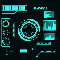 vector Futuristic hologram infographic elements collection.