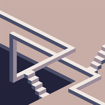 Geometrical isometric illustration. Isometric 3d design. Impossible fairy maze. Vector illustration EPS10
