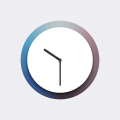 Clock icon in light mode. Minimal, elegant style. Abstract watch sign. Template design for website, mobile app, ui, ux, advertisement. 3d vector Illustration
