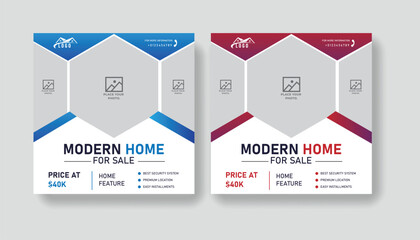 Post Template Real Estate Business Marketing Social Media Banner and square banner. Editable Promotion corporate Web Banner Stories Ads