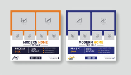 Obraz premium Post Template Real Estate Business Marketing Social Media Banner and square banner. Editable Promotion corporate Web Banner Stories Ads