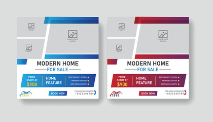 Post Template Real Estate Business Marketing Social Media Banner and square banner. Editable Promotion corporate Web Banner Stories Ads