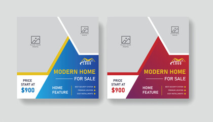 Post Template Real Estate Business Marketing Social Media Banner and square banner. Editable Promotion corporate Web Banner Stories Ads