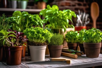 microgreens in the kitchen. Healthy eating concept. Fresh garden produce organically grown as a symbol of health. Microgreens closeup. Generative AI