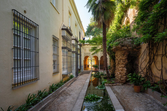 Nasrid Courtyard (Patio Nazari) at Carmen de los Martires - Granada, Andalusia, Spain