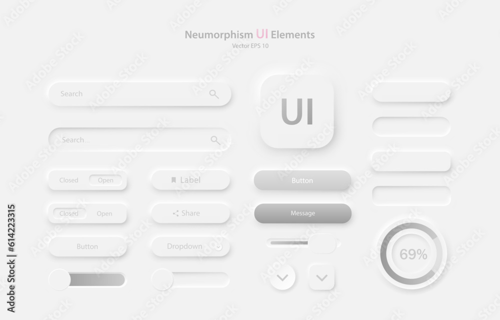 Poster collection of user interface elements for a mobile application. set of icons for user interface deve