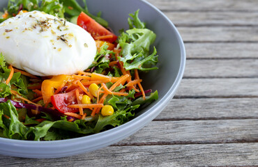 Fresh healthy salad with mozzarella