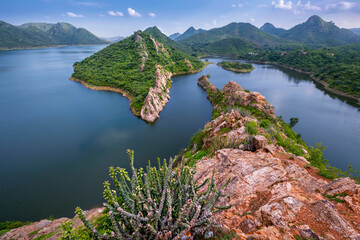 Unique and amazed nature scenic landscape of  Bahubali Hill near Udaipur. Rajasthan. India. Tourism beautiful destination place.  Discover the beauty of earth. Open world after covid-19