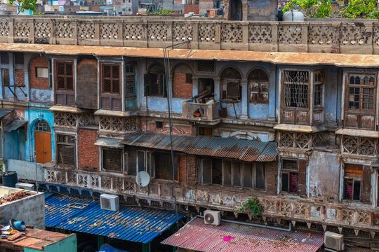 Asia biggest Gadodia Spices Market building in chandni chowk  Old Delhi  at Khari Baoli Road.Asia's largest wholesale spice market.Cheap and fast. Discover the India. Open world after covid-19