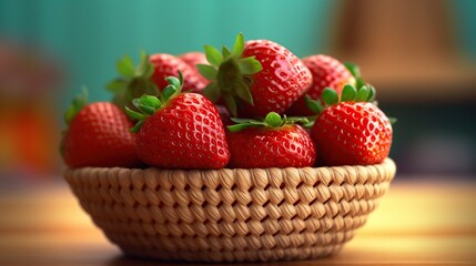 strawberries in a basket. Generative AI