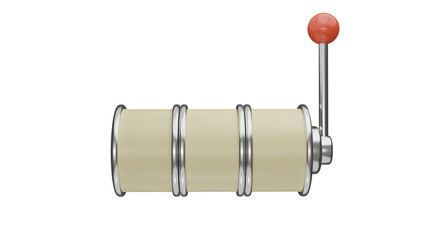 Silver slot machine with lever isolated on white and transparent background. Casino concept. 3D render