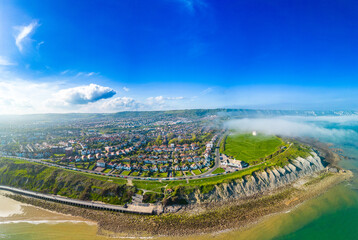 Aerial view of the english coast in Folkestone, Kent
