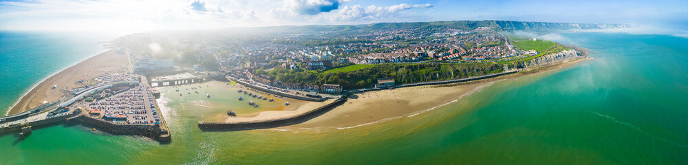 Aerial view of the english coast in Folkestone, Kent