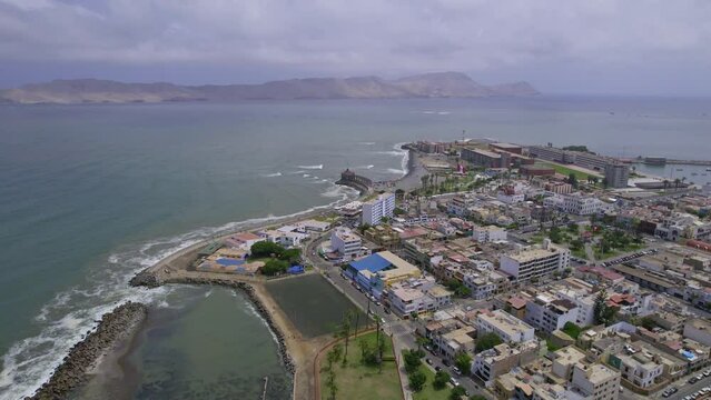 Aerial view of the District of La Punta, located in Callao. Peru