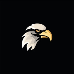 Eagle Simple Vector Logo Isolated On Black Background.