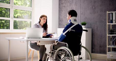 Worker Injury And Disability Compensation - obrazy, fototapety, plakaty
