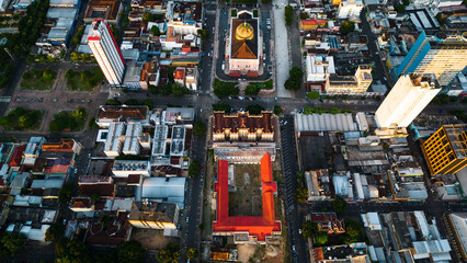 drone reveals Amazon Theater, Manaus Brazil Urban Landscape, Historical Landmark of Amazonas...