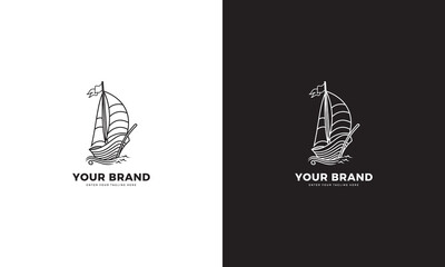 Sailboat logo design, line art style, vector graphic	