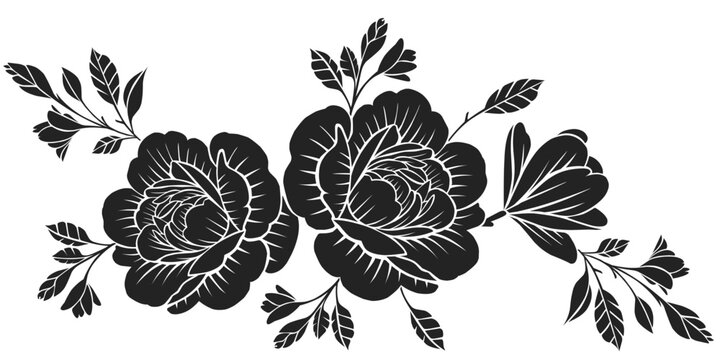 Rose flower stencil pattern