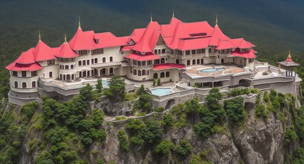 Fototapeta na wymiar palace on the mountain. ai generation.