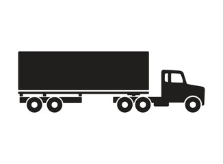 long nose semi trailer truck simple silhouette