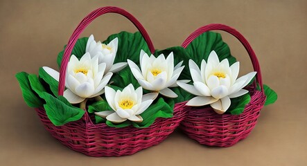Obraz na płótnie Canvas White Egret Orchid in a basket. ai generation