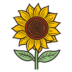 Fototapeta premium Sunflower flowers with stems and leaves