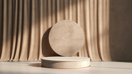 Podium for product exhibition fabric background soothing color