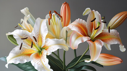 Fototapeta na wymiar Admire the delicate beauty of lilies. Generative Ai