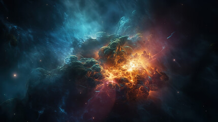 Obraz na płótnie Canvas The Orion Nebula and Running Man Nebula. Generative Ai
