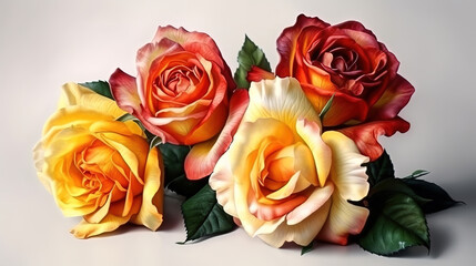 A beautiful bright bouquet of blooming fresh roses. Generative Ai