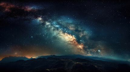 Naklejka na ściany i meble Milky Way and starry sky background. Generative Ai