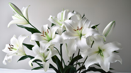 Bouquet of white lilies. Generative Ai