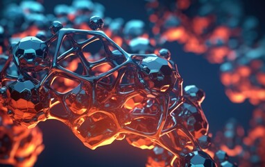 Blue molecule medical science background. Generative AI