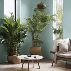 Scandinavian-inspired minimalist modern living room interior background AI