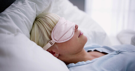 Young Woman Sleeping With Sleep Mask
