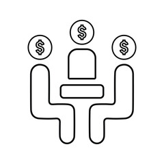 Employee cost and salary icon. Line, outline design.