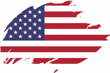Flag African Union, brush stroke background. Flag of united states on background